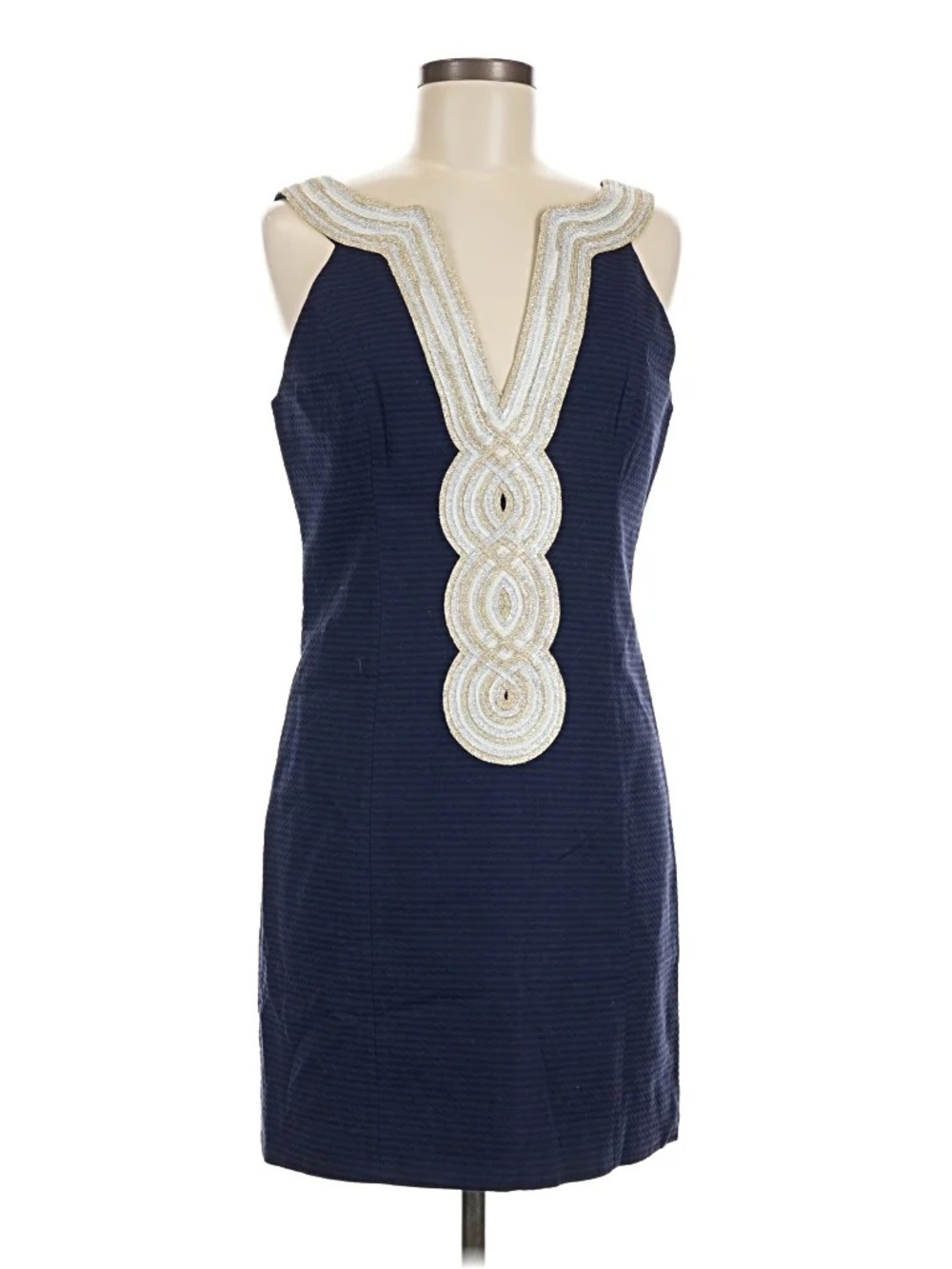 Valli Navy Blue & Gold Embellished Shift Dress Lilly Pulitzer - Size 6